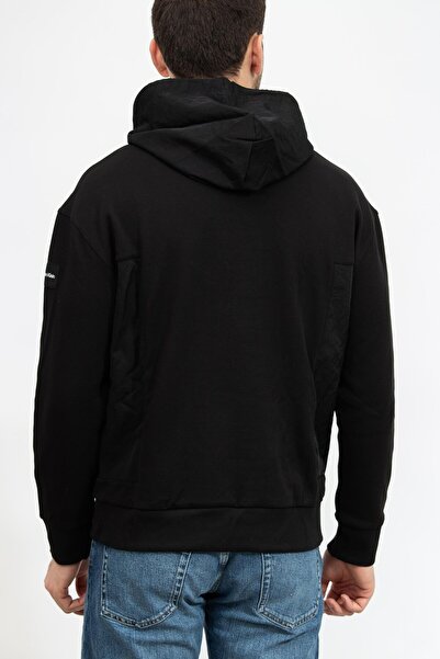 Calvin Klein Mix Media Nylon Interlock Erkek Kapüşonlu Sweatshirt