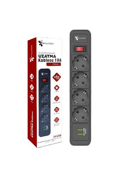Fulltech Ftr-01 3 Socket 3 USB 2500 Watt Current Protected Extension Socket