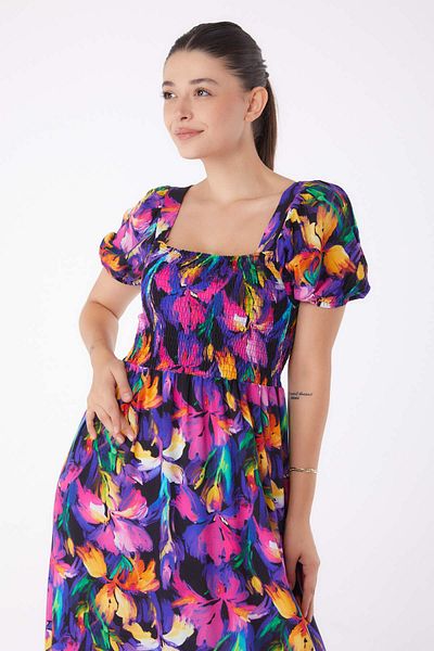 TOFİSA Rochie Gipeli cu maneca scurta fuchsia - 13262