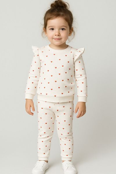 Bubito White Cotton Set of 2 for Baby Girl - Heart and Ruffles