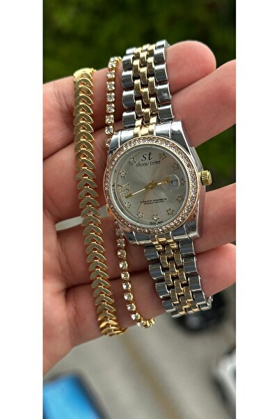 Show Time ÇELİK KADIN KOL SAATİ + BİLEKLİK HEDİYELİ