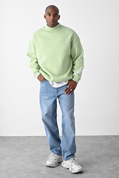 VAMOSCLO Vizon Kart Detaylı Oversize Sweatshirt Mint