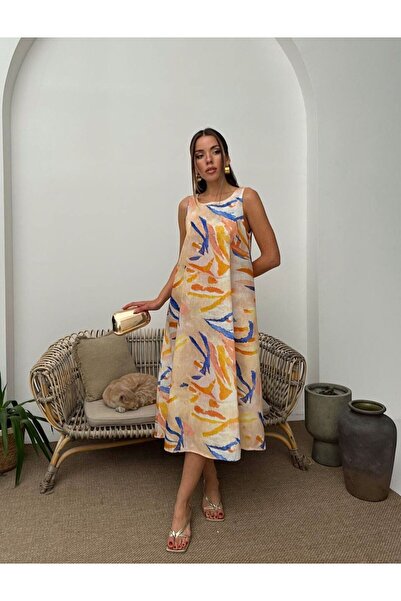 ABOUT US Alaçati Patterned Summer Long Dress # 3023