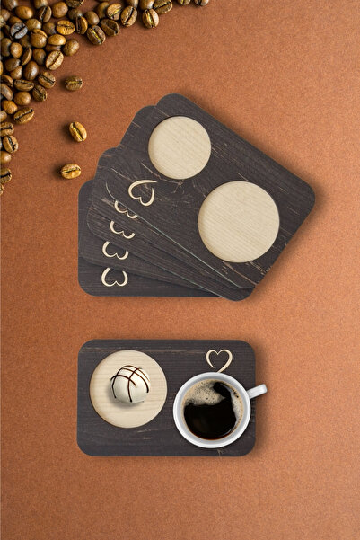 Kutaydan 6 Pieces Wooden Laser Cut Cups and Coffee Coasters