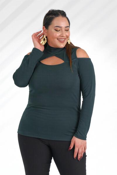 Roxxlen 333073 ΜΠΛΟΥΖΑ ΜΕ ΨΗΛΟ ΓΙΑΚΑ ΚΑΙ ΑΝΟΙΧΤΟΥΣ ΩΜΟΥΣ Πράσινη