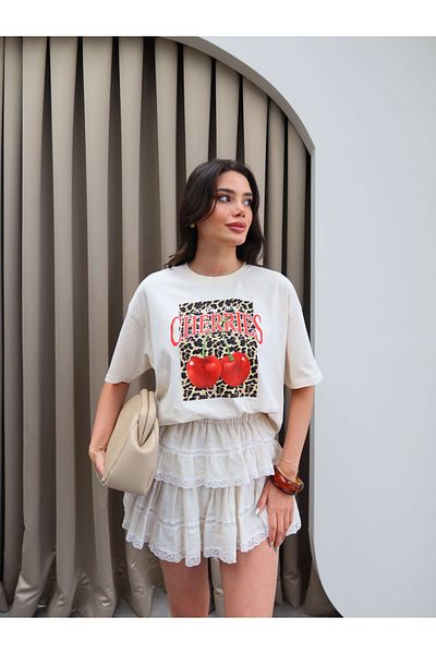 ESRAHELVACI Μπλουζάκι με στάμπα Cherry Oversize