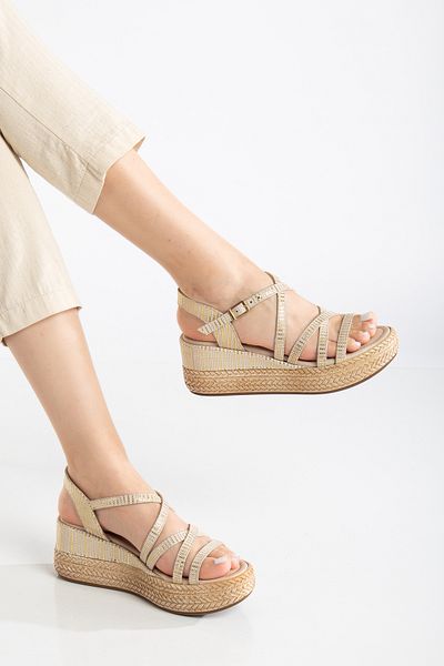 Elile Shoes Genuine Leather Soft Sole Wedge Heel Sandals