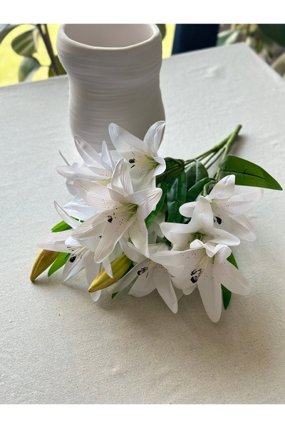 Kalya Concept Lilyum 14 Başlı Yapay Uzun iki Dal Zambak Çiçeği Dalı Dekoratif...