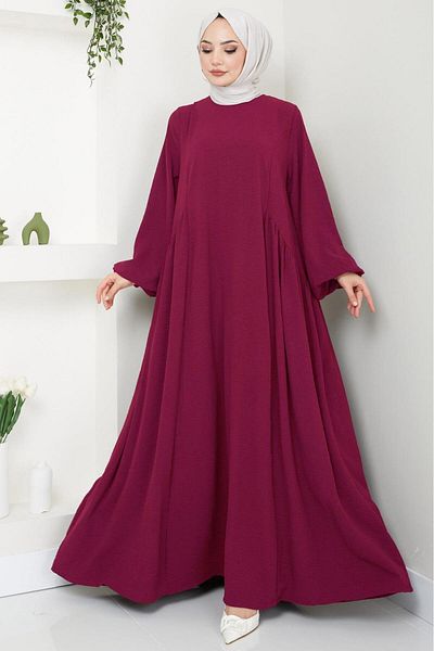 hafsamina Eva Ayrobin Hijab Dress Burgundy Hm2454