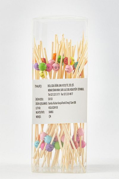 yuandong 12 cm Toothpicks with Bamboo Emoji Beads (50's), Presentation Toothpicks