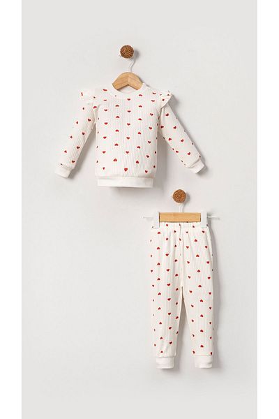 Bubito White Cotton Set of 2 for Baby Girl - Heart and Ruffles