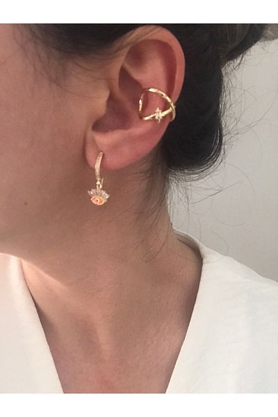 shop Stainless Steel 316 L Gold Tektaş Detailled Antiallergic Cartilage Earrings