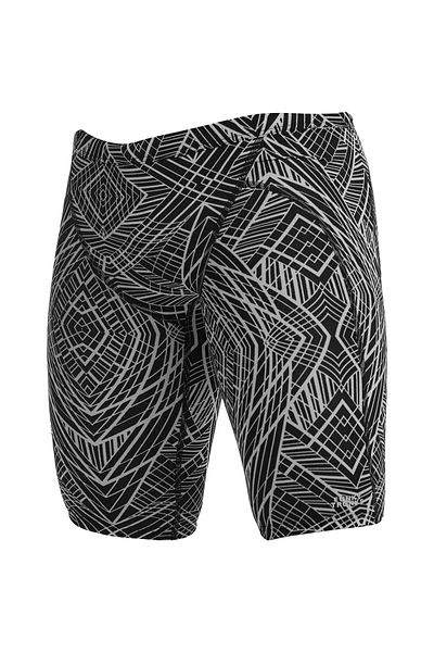 Funky Trunks Jam Space Signals Men's Swim Trunks– Knee Length Training Swimwear