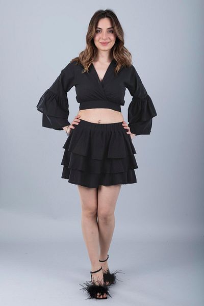 Bonitas Beachwear Βαμβακερό δεμένο Crop Μαύρο