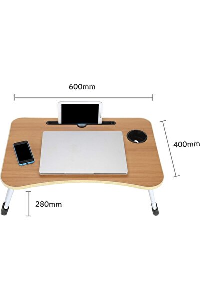 BUNCA Desk, Laptop Desk Bed Foldable Lazy Small Table Wood Color