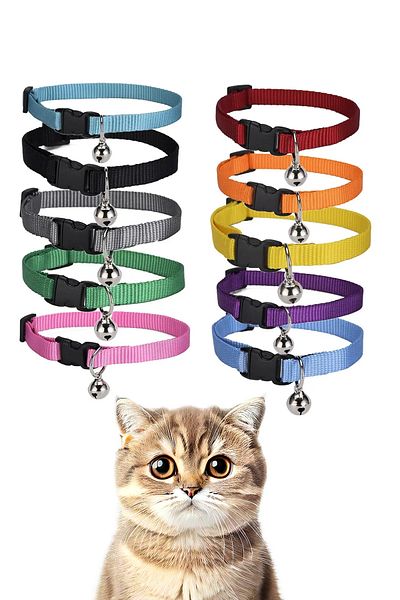 rianka 1 Cat Collar with Bell, Moving Cat Toy, Cat Teeth Cleaning Brush Set of 3