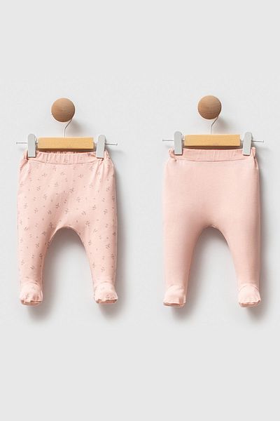 Numuu Cotton Floral Patterned Elastic Waist Comfortable Soft Touch Daily Booties 2-Piece Baby Girl Bottom