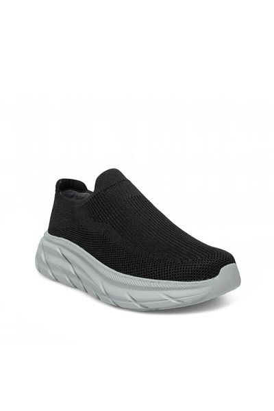 Volis Voli̇s Tri̇ko Black-Grey Memory Foam Sole Laceless Men's Walking Shoes