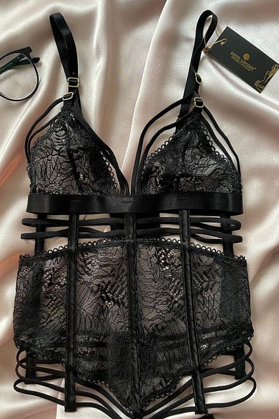 İntive Lingerie Γυναικείο Σέξι Σουτιέν Σετ Σέξι Σουτιέν με Ασημί Κορσέ Σχέδιο Bustier Thong