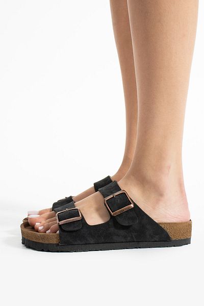 FEMME FATALE Asel Double Buckle Comfortable Sole Daily Slippers