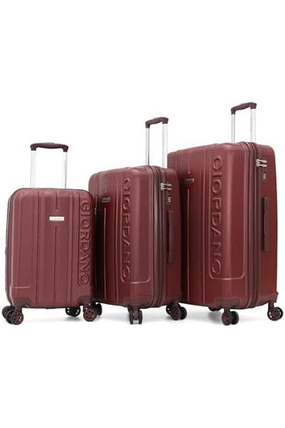 Giordano Double Spinner Wheeled Travel Bags With Digital Lock, Burgundy (28INCH/24INCH/20INCH), Poly