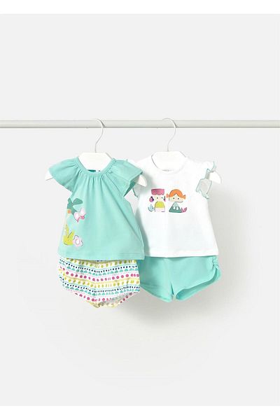 MAYORAL Baby Girl 4 T-Shirt Shorts Suit Turquoise 1671