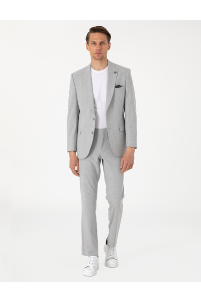 Pierre Cardin Gri Slim Fit Çizgili Takım Elbise 50302435-VR024