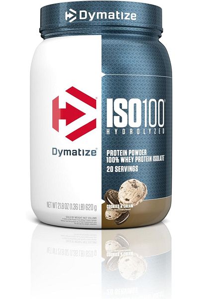 Dymatize بروتين مصل اللبن المعزول المائي ISO 100، بنكهة الكوكيز والكريمة، 1.36 رطل