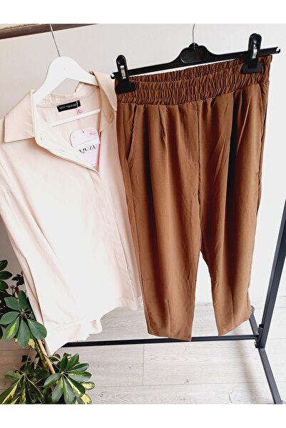 ALVWOMAN Brown Leg Detailed Viscose Trousers