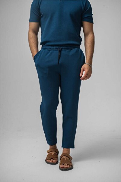 OUTFİT MAN Ανδρική φόρμα με κρυφό ανάγλυφο σχέδιο Boyfriend σε μπλε ναυτικό χ...