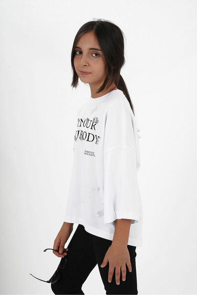 HayKids Tricou imprimat cu gât rotund din țesătură Jersey pentru fete