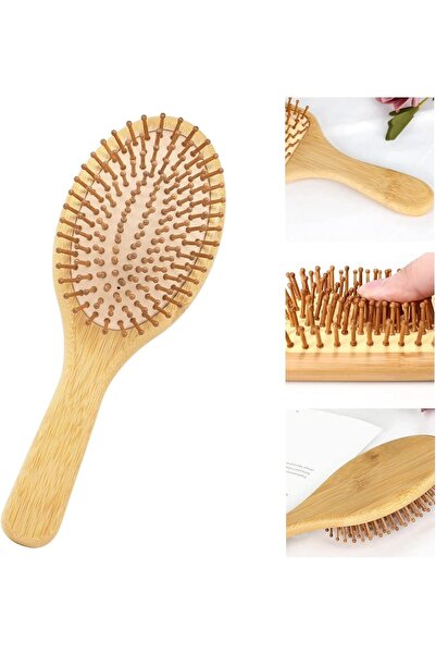 LA PERLA TECH فرشاة شعر، شعيرات خشبية مستديرة، فرشاة شعر خشبية، تدليك فروة الرأس المريح، مشط مضاد للكهرباء الساكنة