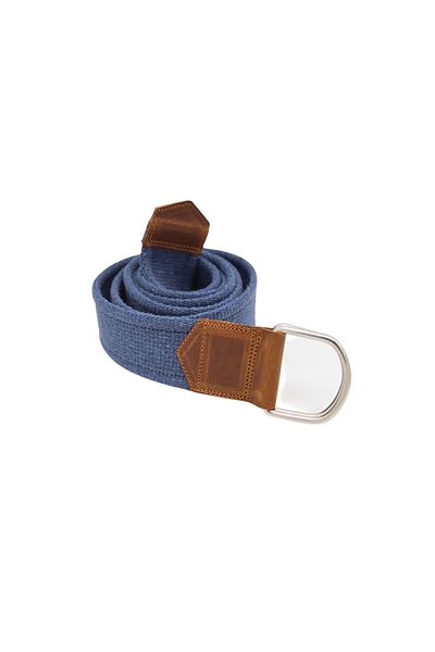 Anatolia Unisex Leather Detailed Indigo Canvas Sport Cloth Belt