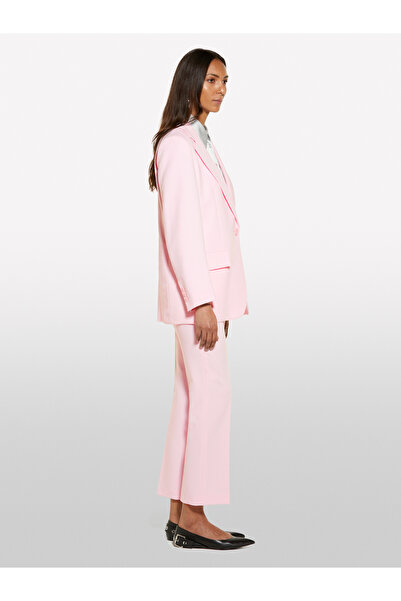 Sisley Women's Light Pink Stretch Viscose Waist Detail Regular Waist Straight Leg Pants