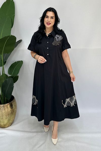 GÖKSEL Embroidery Sequin Mesh Detailed Dress Plus Size