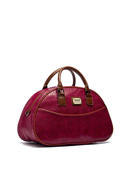 By Hakan GK68 Yılan Desenli Seyahat El ve Omuz Valizi Spor Hastane Çantası VİŞNE ÇÜRÜĞÜ