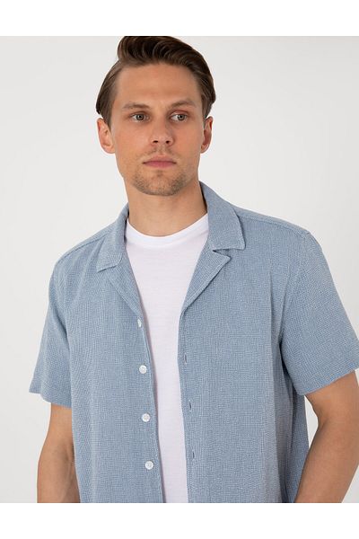 Pierre Cardin Κοντομάνικο πουκάμισο Navy Blue Comfort Fit 50301708-VR033