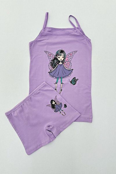 KuguKids Lila Color Balerine Girl Printed String Strap Girl's Athlete Boxer Suit