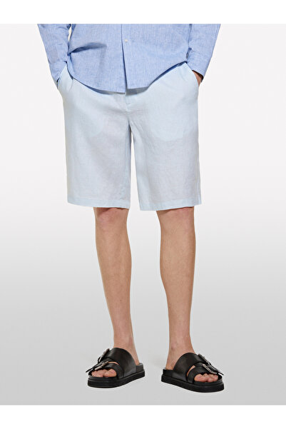 Sisley Ανδρικό σορτς βερμούδας Ice Blue 100% λινό με λεπτή εφαρμογή