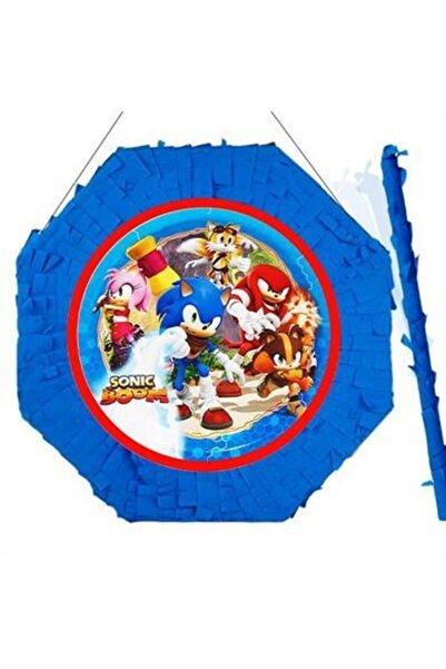 DODOMAR Sonic Boom Pinyata 42cm + Sopası Doğum günü Eğlencesi Pinyata Patlatm...