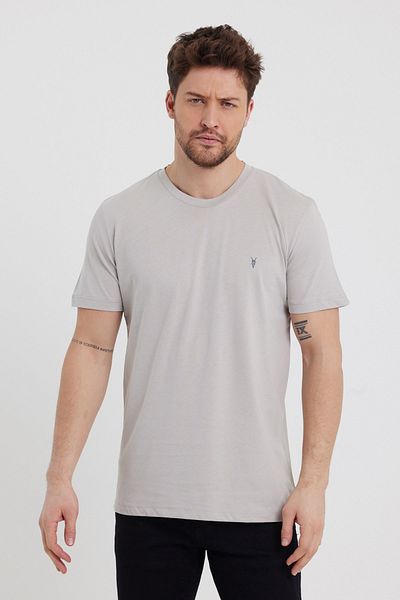 COMBİNE MİCHAİL Men's 5-Piece 100% Cotton Summer T-Shirt Set Colors: Gray-Ice-Blue-Fume-Cagla-Khaki