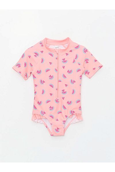 LC Waikiki LCW Kids Quick Dry κοντομάνικο μοτίβο καρπούζι με στάμπα για κορίτσια για νήπια/παιδικά μαγιό