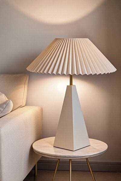 Vinner Acerra Ahşap Abajur - Krem Kırma