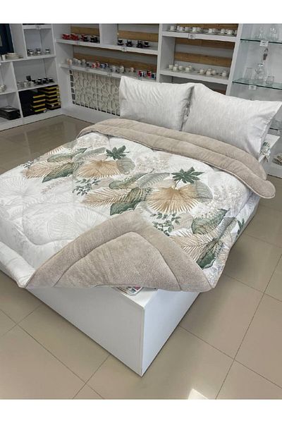 Sudemhome Double Double Sided Luxury Welsoft Elite Quilt Soft Fleece Quilt and Pillow Case Alena Beige