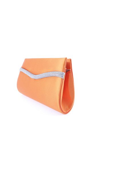 DGN 498-22y Stone Detailed Orange Women's Evening Dress Portfolio Bag