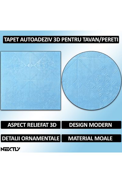 NEXTLY Set Of 40 X 3d Self-adhesive Wallpaper, For Wall Or Ceiling, Blue, Code 75