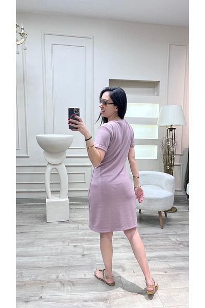 VBSVİBES Women's Ottoman Fabric Casual Dress Straight Cut Short Sleeve Stylish Dress