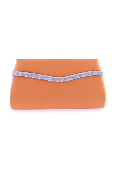 DGN 498-22y Stone Detailed Orange Women's Evening Dress Portfolio Bag