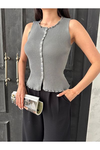 ZF BUTİK Buttoned Ribbed Vest