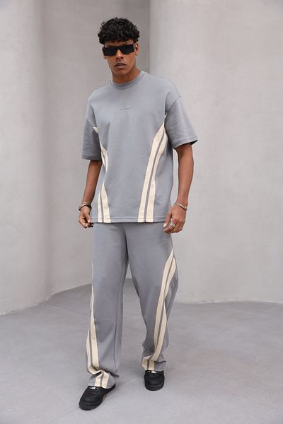 The Champ Clothing Relaxed Cut Stripe Detailed Minimal Striped Oversize Men's Casual Suit
